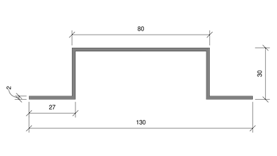 ABP102 OMEGA 30x130x2 - 6000 mm